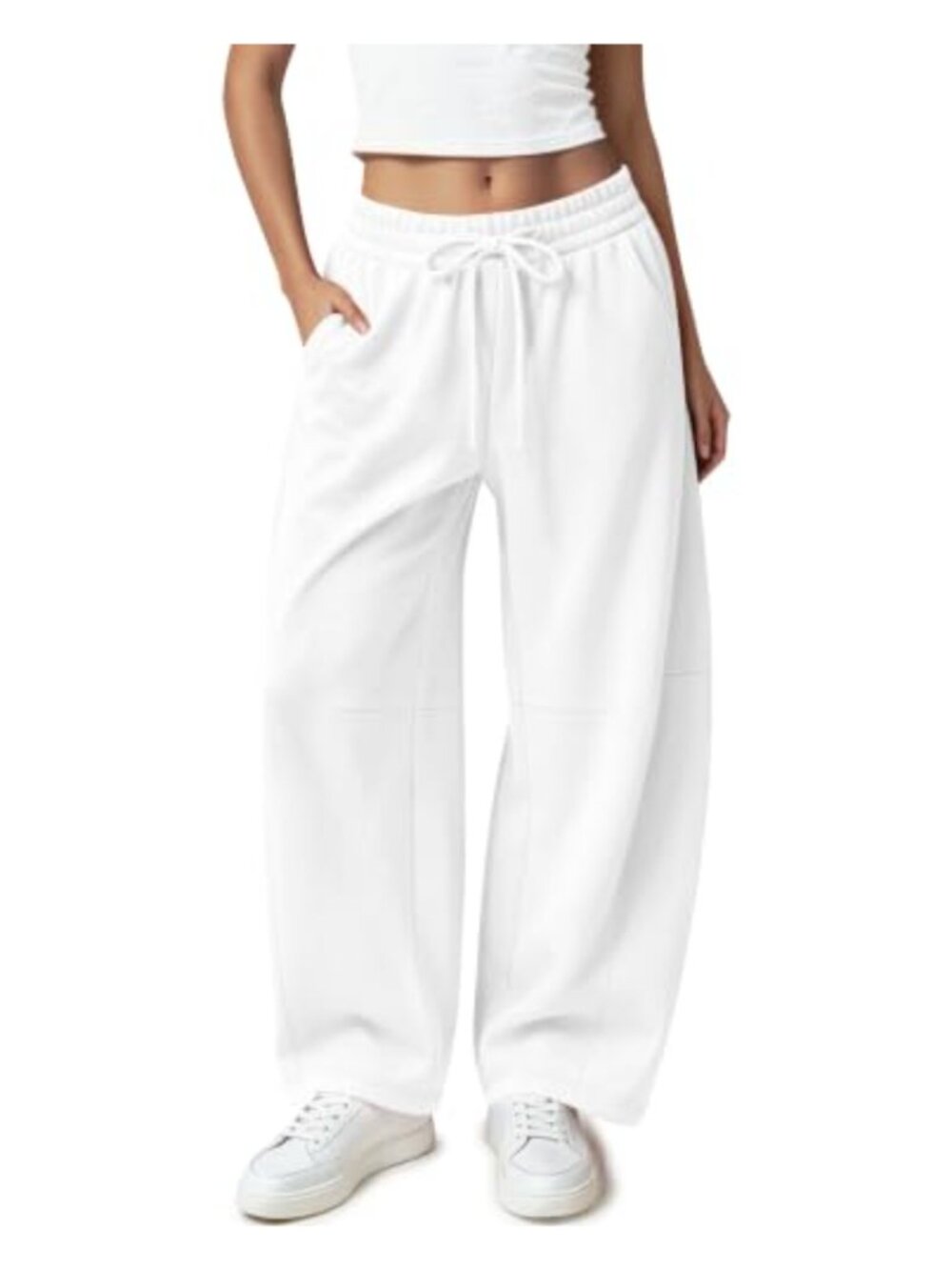Barrel Sweatpants Elastic High Waist Baggy Pants with Pockets